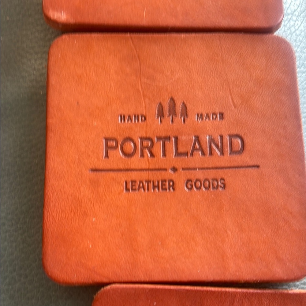 Portland Leather Rustic Coaster Set - Picture 3 of 8